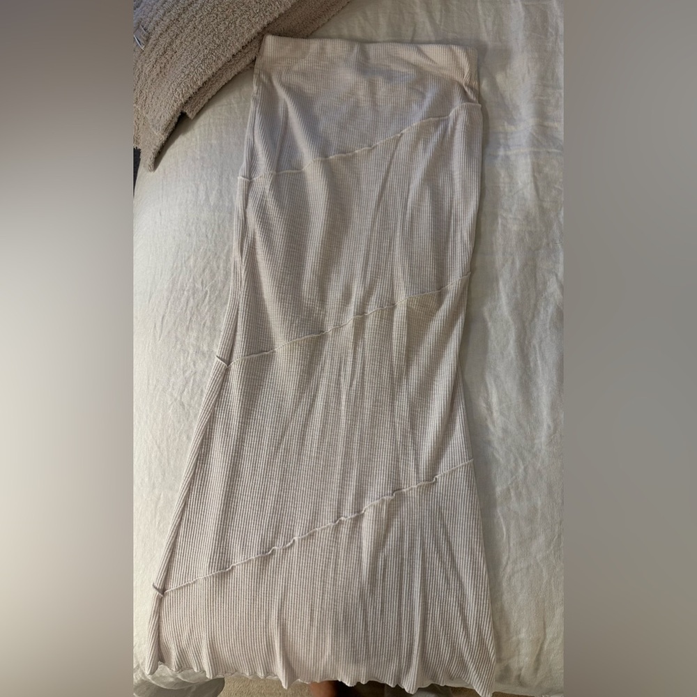 Ribbed Beige Maxi Skirt
